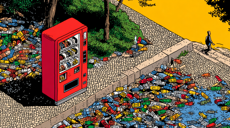 Basura de botellas en todo el piso en una calle