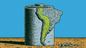 Una batería con el mapa de sudamérica